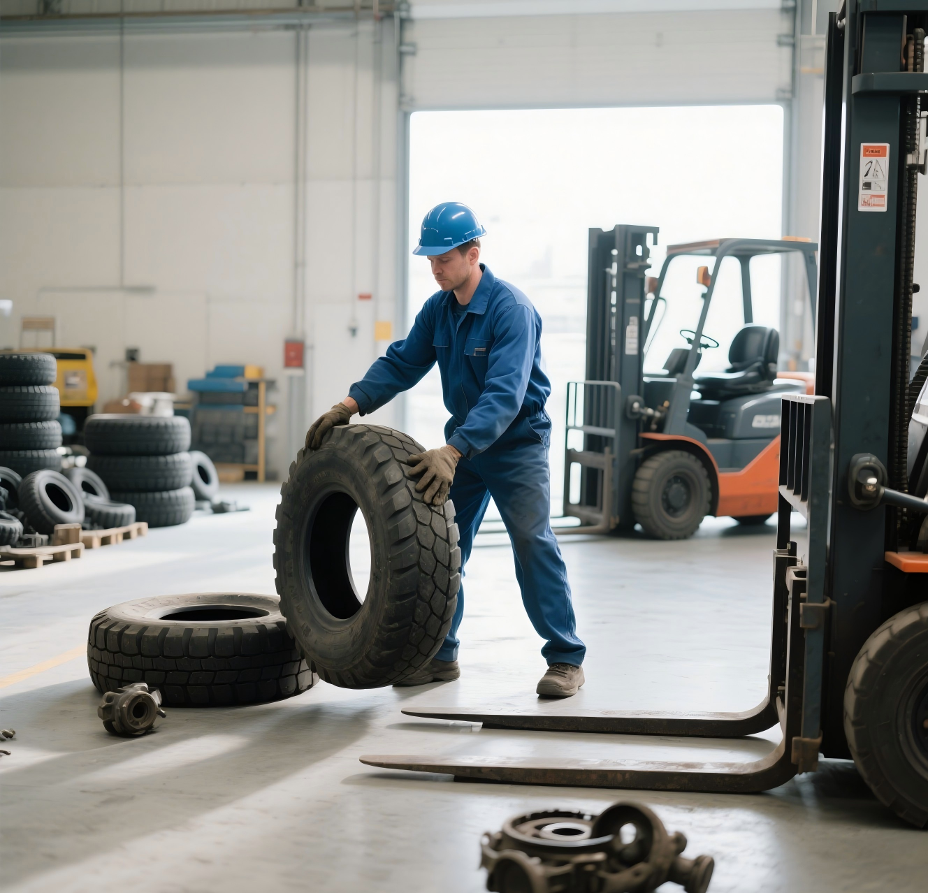 Methods for replacing forklift tires