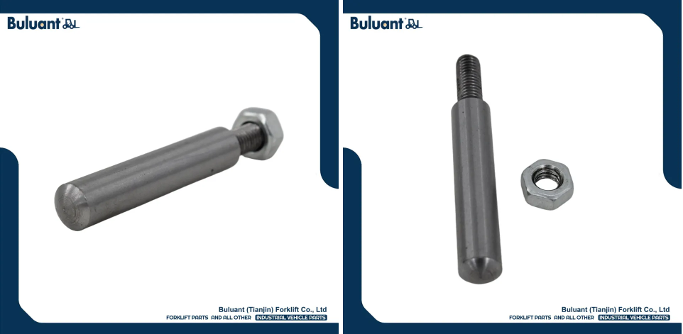Buluant (Tianjin) Forklift Co., Ltd product display featuring multiple types of forklift engine mounts. The image shows a variety of engine mount models with thickened anti-vibration rubber cores, galvanized metal mounting brackets, and precision-machined fixing holes. Key advantages: strong load-bearing capacity, low noise operation, and compatibility with mainstream forklift brands (KION, HYSTER-YALE, TOYOTA, HELI). Bottom section displays Buluant logo, company name Buluant (Tianjin) Forklift Co., Ltd, and slogan 'FORKLIFT PARTS AND ALL OTHER INDUSTRIAL VEHICLE PARTS'.