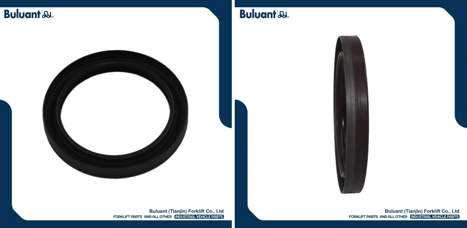 Buluant (Tianjin) Forklift Co., Ltd product display featuring multiple types of forklift engine mounts. The image shows a variety of engine mount models with thickened anti-vibration rubber cores, galvanized metal mounting brackets, and precision-machined fixing holes. Key advantages: strong load-bearing capacity, low noise operation, and compatibility with mainstream forklift brands (KION, HYSTER-YALE, TOYOTA, HELI). Bottom section displays Buluant logo, company name Buluant (Tianjin) Forklift Co., Ltd, and slogan 'FORKLIFT PARTS AND ALL OTHER INDUSTRIAL VEHICLE PARTS'.