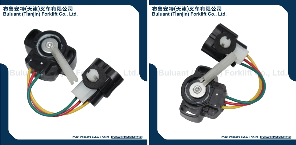 Buluant (Tianjin) Forklift Co., Ltd product display featuring multiple types of forklift engine mounts. The image shows a variety of engine mount models with thickened anti-vibration rubber cores, galvanized metal mounting brackets, and precision-machined fixing holes. Key advantages: strong load-bearing capacity, low noise operation, and compatibility with mainstream forklift brands (KION, HYSTER-YALE, TOYOTA, HELI). Bottom section displays Buluant logo, company name Buluant (Tianjin) Forklift Co., Ltd, and slogan 'FORKLIFT PARTS AND ALL OTHER INDUSTRIAL VEHICLE PARTS'.