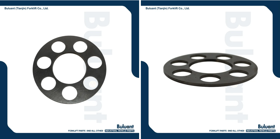 Buluant (Tianjin) Forklift Co., Ltd product display featuring multiple types of forklift engine mounts. The image shows a variety of engine mount models with thickened anti-vibration rubber cores, galvanized metal mounting brackets, and precision-machined fixing holes. Key advantages: strong load-bearing capacity, low noise operation, and compatibility with mainstream forklift brands (KION, HYSTER-YALE, TOYOTA, HELI). Bottom section displays Buluant logo, company name Buluant (Tianjin) Forklift Co., Ltd, and slogan 'FORKLIFT PARTS AND ALL OTHER INDUSTRIAL VEHICLE PARTS'.