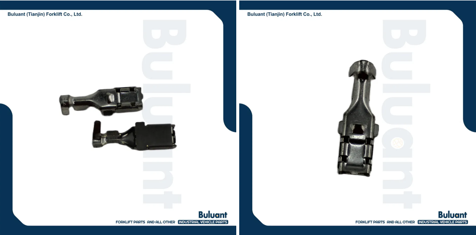 Buluant (Tianjin) Forklift Co., Ltd product display featuring multiple types of forklift engine mounts. The image shows a variety of engine mount models with thickened anti-vibration rubber cores, galvanized metal mounting brackets, and precision-machined fixing holes. Key advantages: strong load-bearing capacity, low noise operation, and compatibility with mainstream forklift brands (KION, HYSTER-YALE, TOYOTA, HELI). Bottom section displays Buluant logo, company name Buluant (Tianjin) Forklift Co., Ltd, and slogan 'FORKLIFT PARTS AND ALL OTHER INDUSTRIAL VEHICLE PARTS'.
